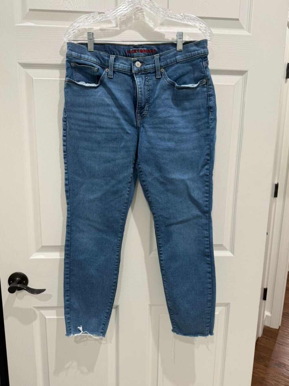 Lucky Brand Ava Mid Rise Skinny Ankle Jeans Raw Hem 10/30A Medium Wash